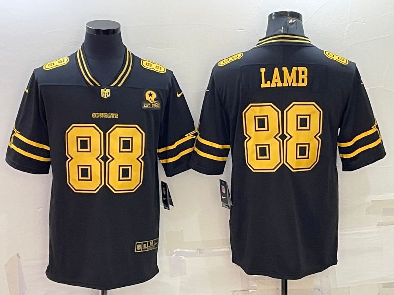 Men Dallas Cowboys 88 Lamb Black Gold 2022 Nike Limited Vapor Untouchable NFL Jersey